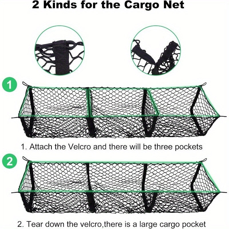 Cargo Net Trunk Bed Organizer, Mesh Storage Net with 8 Metal Hooks, 53.1×11.8 Inch Heavy Duty Cargo Net for Trunks, for Dodge for RAM Pickup Truck Bed, Truck Additions Grocery Holder