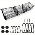 Cargo Net Trunk Bed Organizer, Mesh Storage Net with 8 Metal Hooks, 53.1×11.8 Inch Heavy Duty Cargo Net for Trunks, for Dodge for RAM Pickup Truck Bed, Truck Additions Grocery Holder