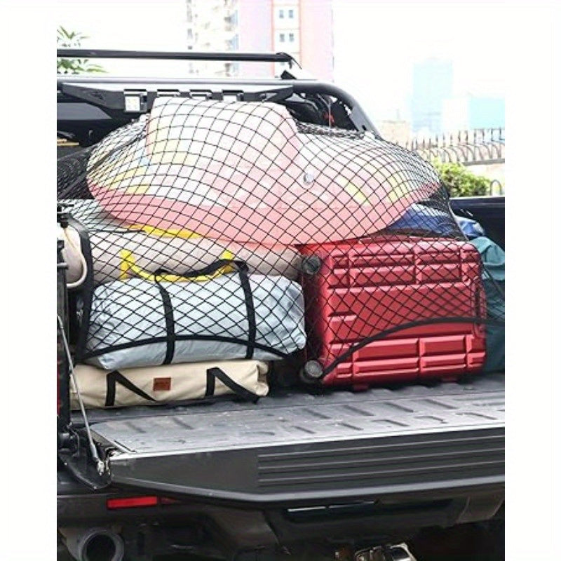 Cargo Net Trunk Bed Organizer, Mesh Storage Net with 8 Metal Hooks, 53.1×11.8 Inch Heavy Duty Cargo Net for Trunks, for Dodge for RAM Pickup Truck Bed, Truck Additions Grocery Holder