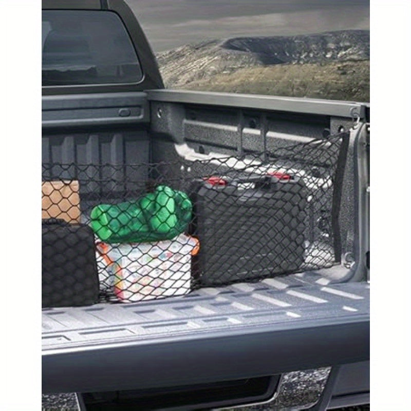 A set of heavy-duty mesh cargo net, luggage bed storage, suitable for SUVs, cars, pickup beds, etc., with 8 metal hooks, black, suitable for cargo storage in trucks and vans