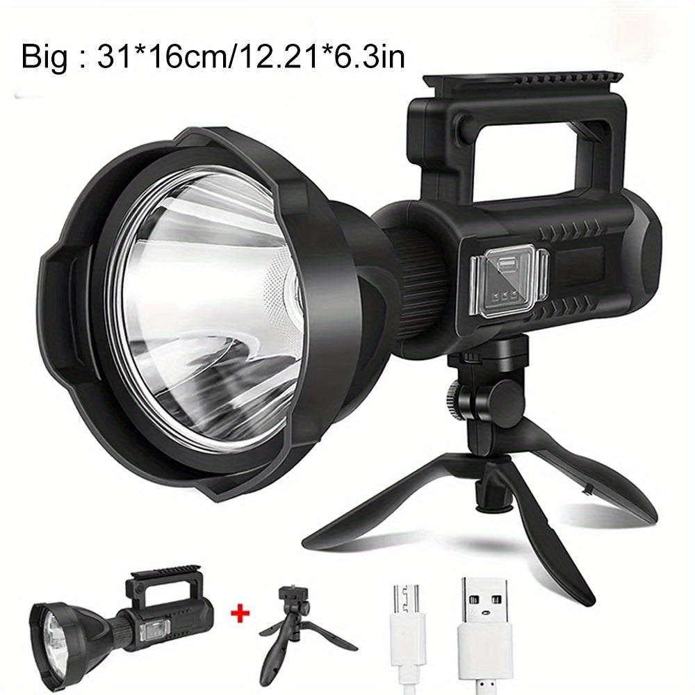 XHP90 High Power LED Flashlight USB Rechargeable Powerful Spotlight Searchlight – 4 Modes, Camping Lantern Torch with Bracket for Fishing Camping Hiking Hunting Outdoor Adventure Patrol
