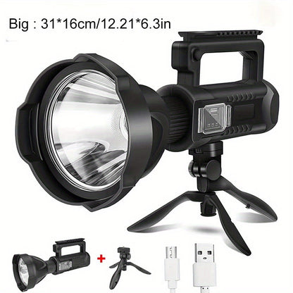 XHP90 High Power LED Flashlight USB Rechargeable Powerful Spotlight Searchlight – 4 Modes, Camping Lantern Torch with Bracket for Fishing Camping Hiking Hunting Outdoor Adventure Patrol
