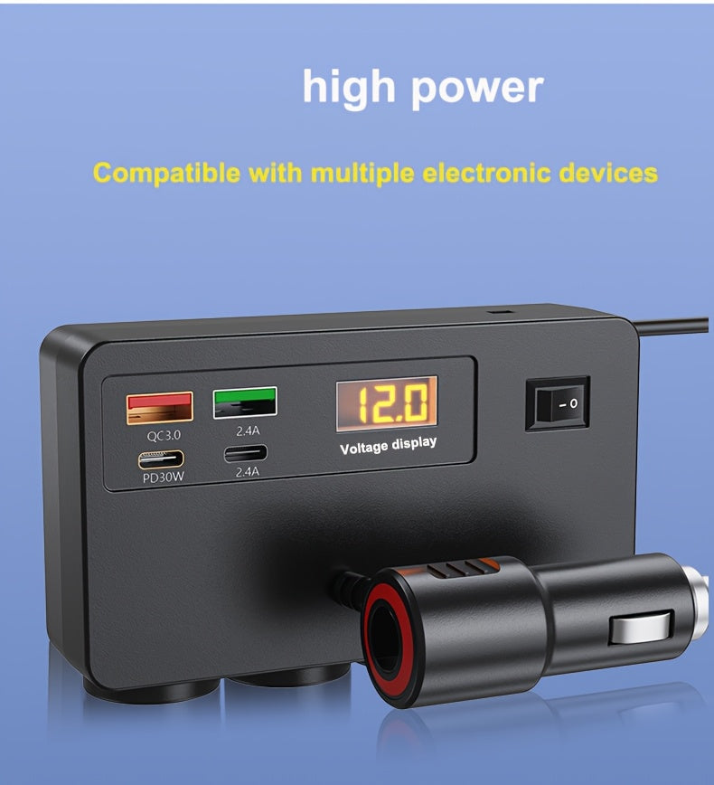 Multi-Functional Electronic Fast Charger for New with USB And PD Port, 12V/24V Automobile Power Socket Converter