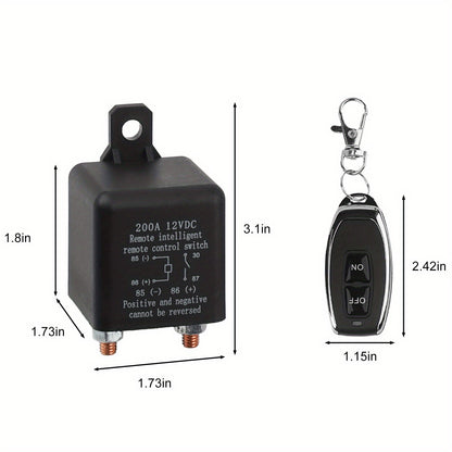 200Amp Remote Control Battery Disconnect Switch - Effortless Car Battery Management with Power Saving Design for 12V Systems - High-Performance Relay & Secure Wireless Operation