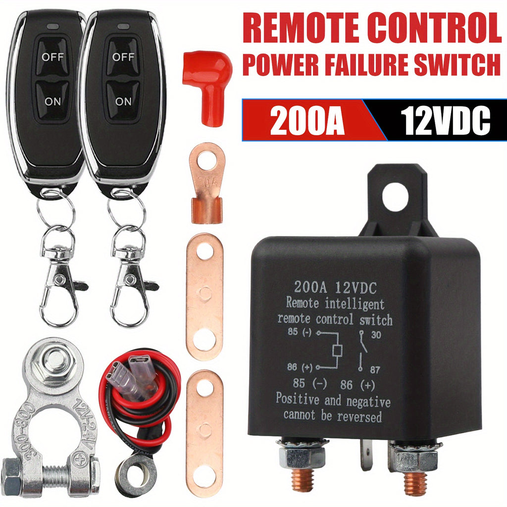 200Amp Remote Control Battery Disconnect Switch - Effortless Car Battery Management with Power Saving Design for 12V Systems - High-Performance Relay & Secure Wireless Operation
