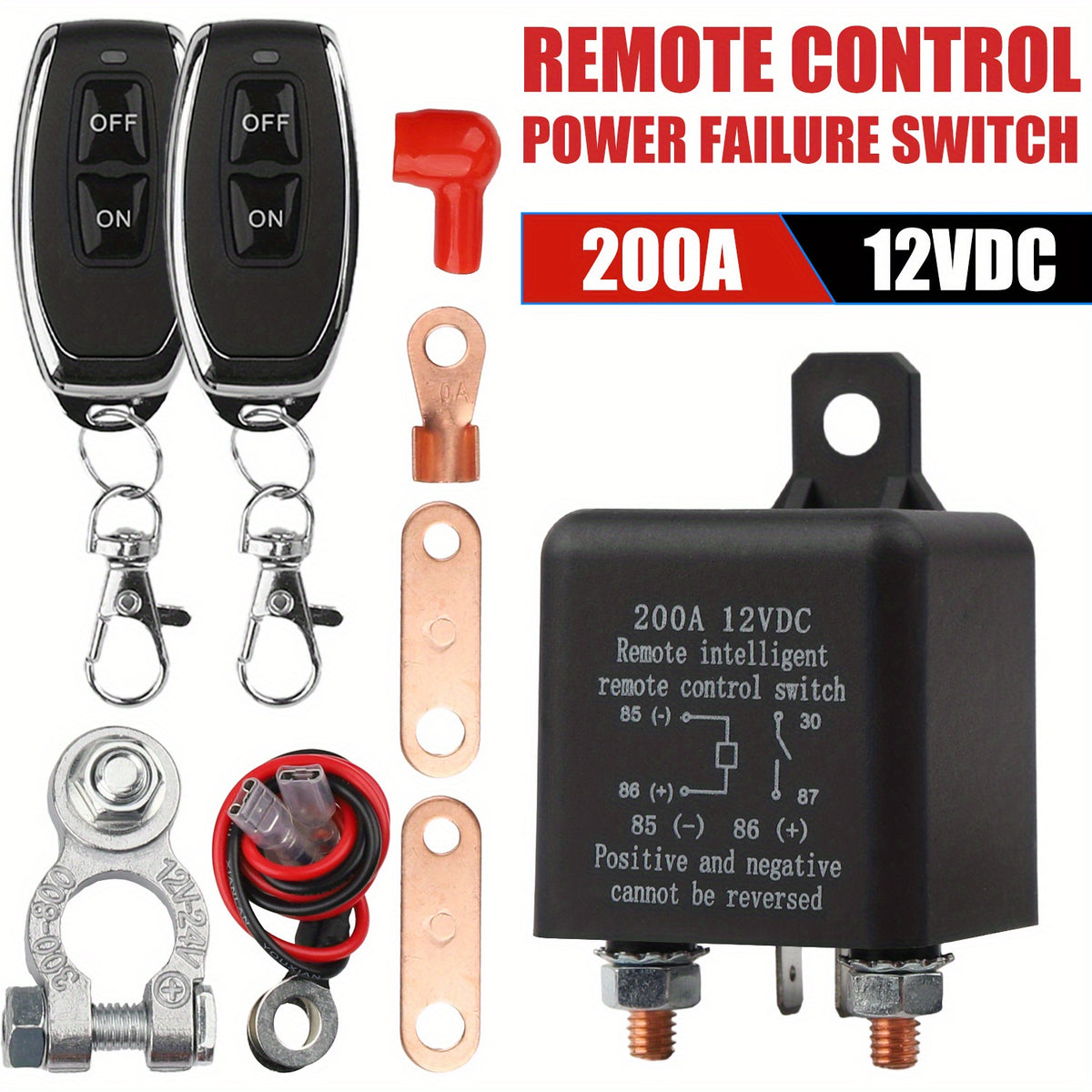 200Amp Remote Control Battery Disconnect Switch - Effortless Car Battery Management with Power Saving Design for 12V Systems - High-Performance Relay & Secure Wireless Operation