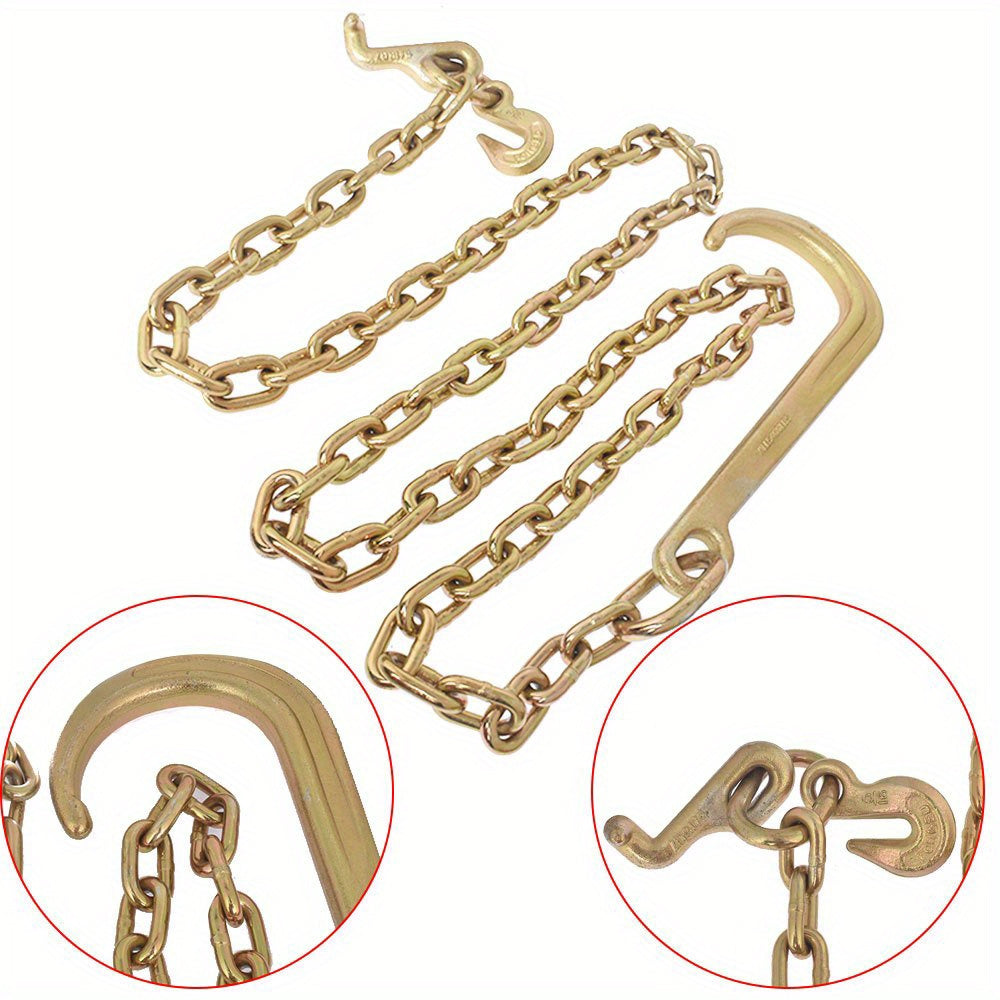 5/ 16 x 8 FT Grade 70 Tow Chain 15 J Hook and T Hook Mini J Hook Replacement for Recovery Wrecker Axle Tow Truck Chain