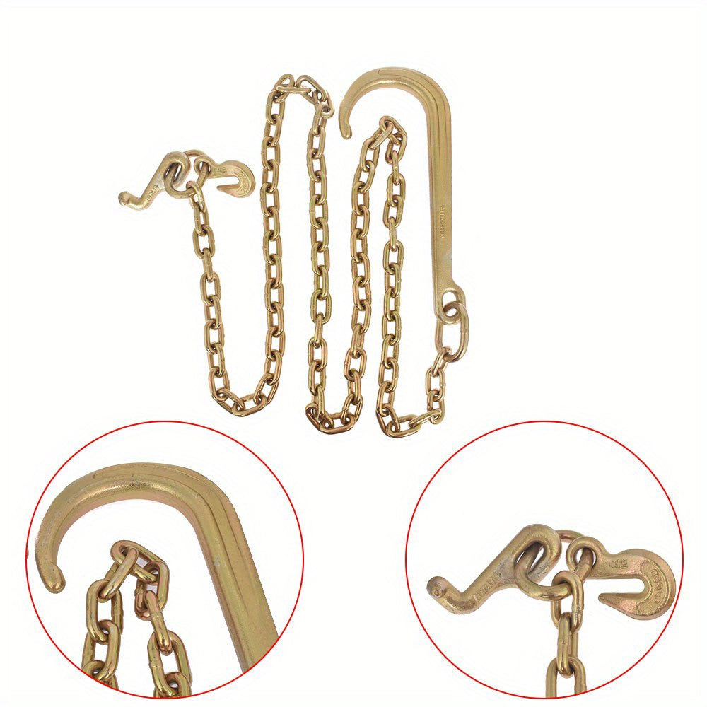 5/ 16 x 8 FT Grade 70 Tow Chain 15 J Hook and T Hook Mini J Hook Replacement for Recovery Wrecker Axle Tow Truck Chain