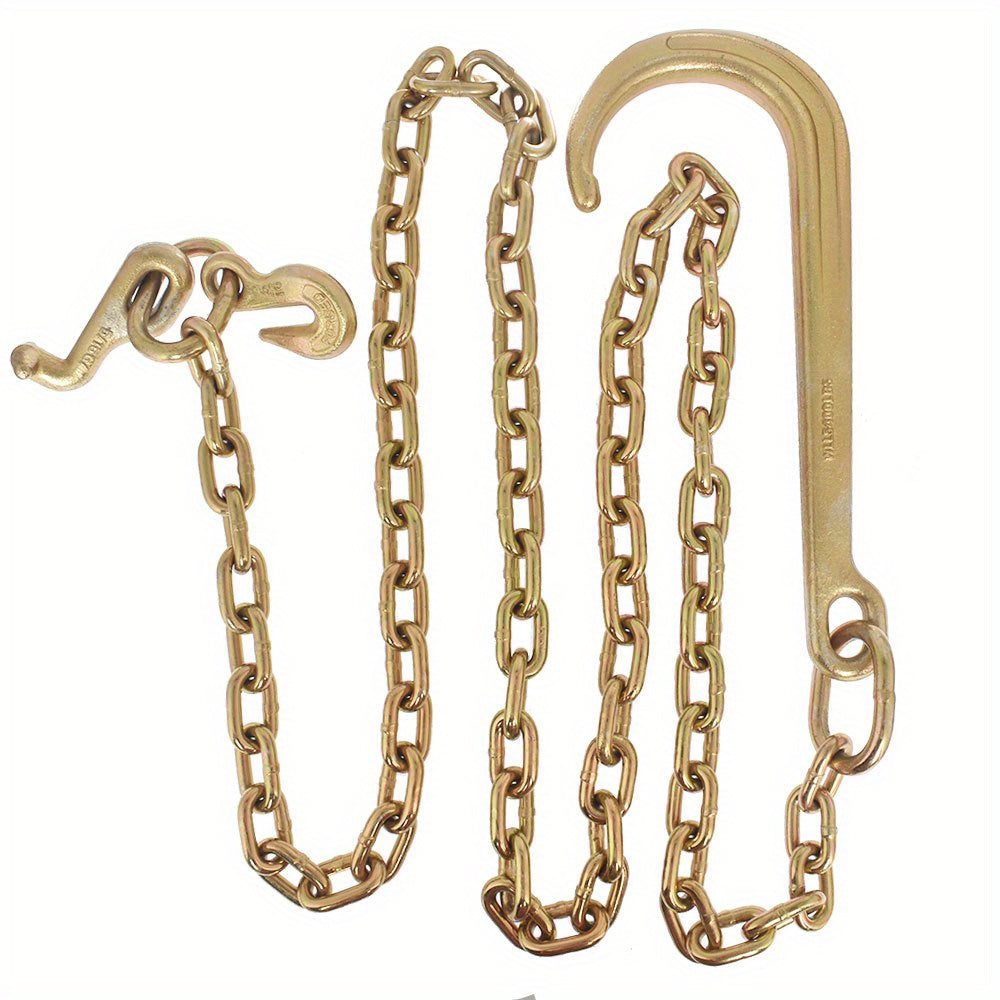 5/ 16 x 8 FT Grade 70 Tow Chain 15 J Hook and T Hook Mini J Hook Replacement for Recovery Wrecker Axle Tow Truck Chain