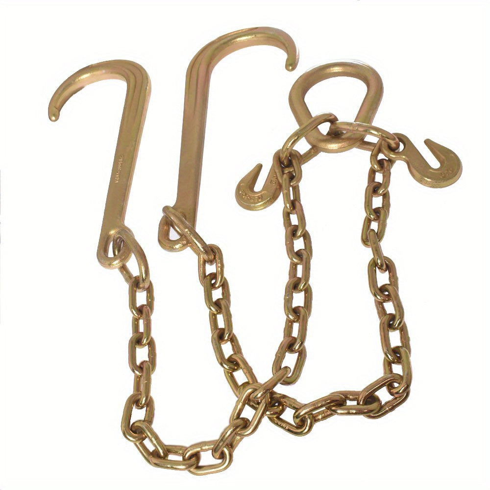 "Say Goodbye to Broken Chains! 5/16X2ft Trailer Chain Set with Lock Hook | 300% More Wear-resistant Than The Original V-chain | Quick Installation In 30 Seconds"