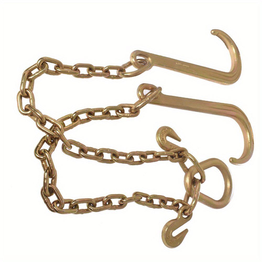 "Say Goodbye to Broken Chains! 5/16X2ft Trailer Chain Set with Lock Hook | 300% More Wear-resistant Than The Original V-chain | Quick Installation In 30 Seconds"