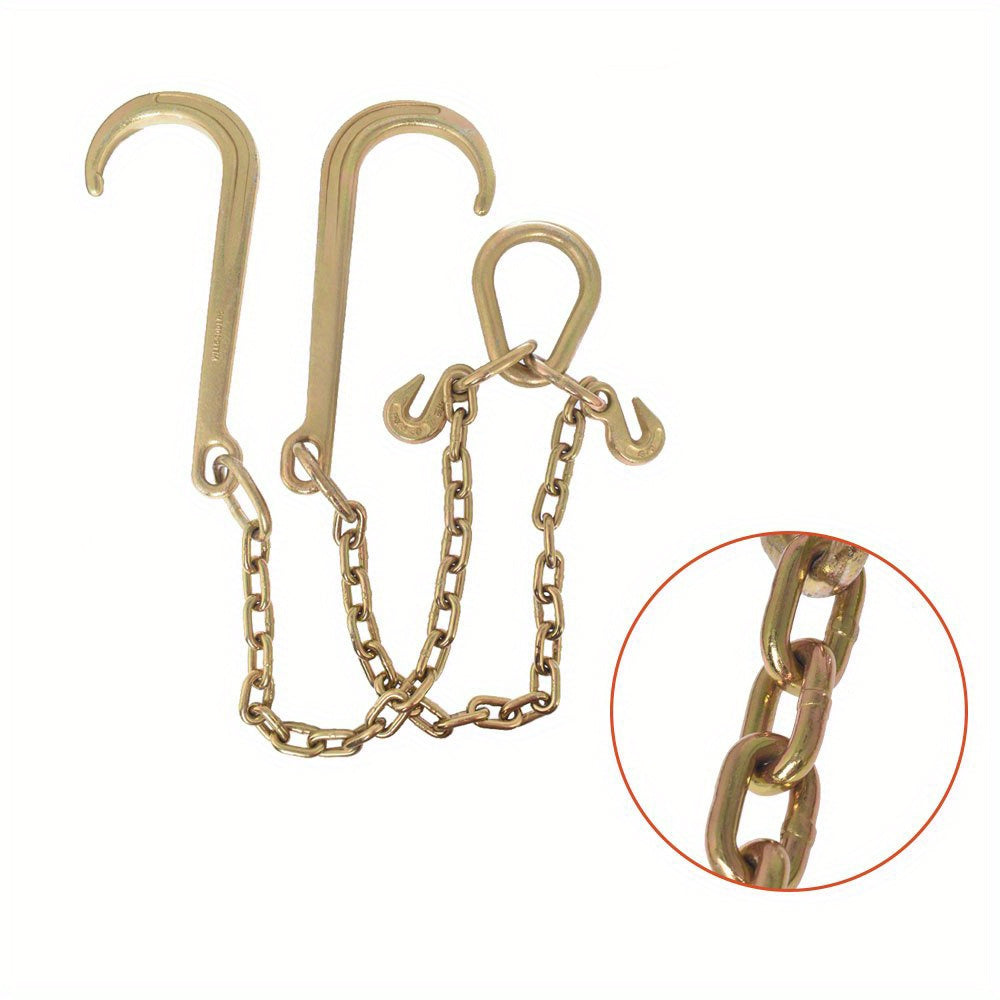 "Say Goodbye to Broken Chains! 5/16X2ft Trailer Chain Set with Lock Hook | 300% More Wear-resistant Than The Original V-chain | Quick Installation In 30 Seconds"