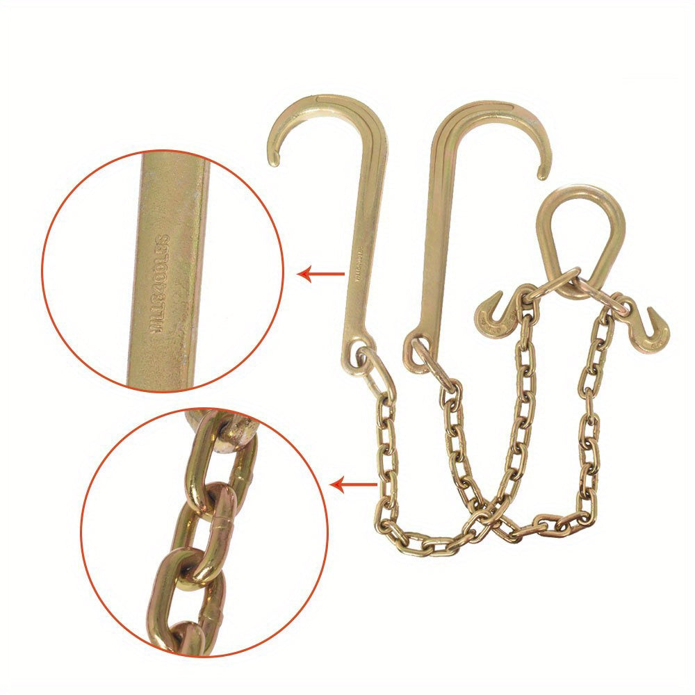 "Say Goodbye to Broken Chains! 5/16X2ft Trailer Chain Set with Lock Hook | 300% More Wear-resistant Than The Original V-chain | Quick Installation In 30 Seconds"