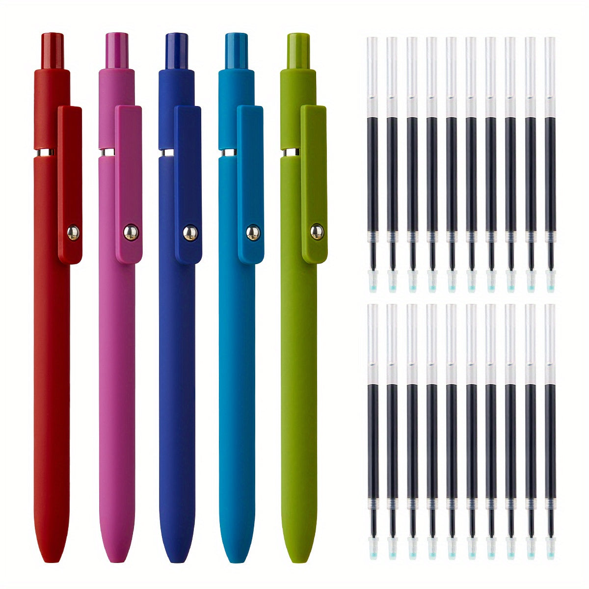 Gel Pen Set 25-Pack – 5 Multicolor Pens + 20 Black Refills 0.5mm Fine Point Quick-Drying Smooth Writing No Feather Ink for Office School Journaling Gifting Vintage Morandi Gradient