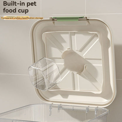 Transparent Pet Food Storage Container with Wheels – Large Capacity Moisture-Proof Bug-Proof Visible Food Level, Includes Measuring Cup, for Cats & Dogs