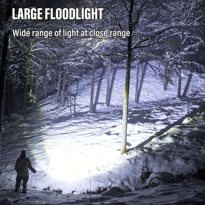 Portable LED Flashlight 2000 Lumen Solar Rechargeable Power Bank USB-C for Camping Hiking Outdoor Emergency