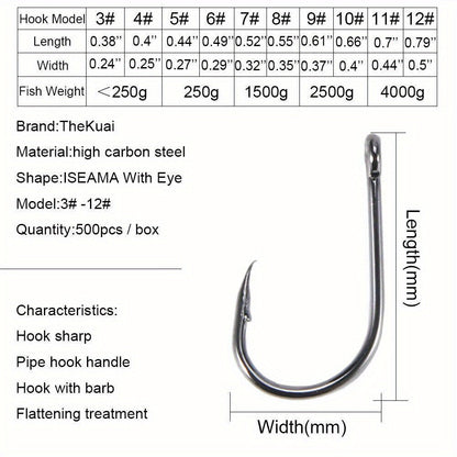 1000pcs Fishing Hooks Assorted Sizes #3-#12 Sharp Carbon Steel Fish Hooks Set with Portable Tackle Box for Sea Freshwater Bass Trout Carp Fishing Gear Kit Men Gift