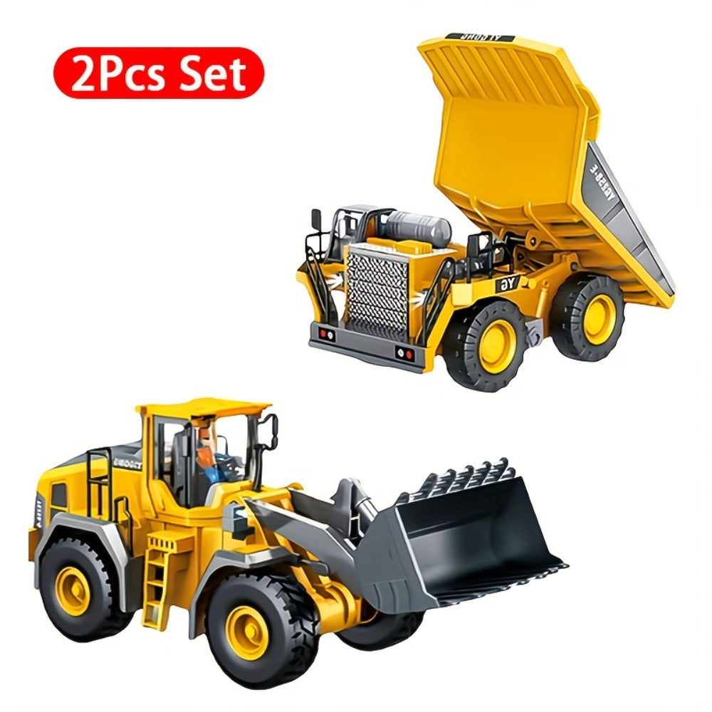 RC Excavator Toy 1:18 Scale 2.4GHz Remote Control with Metal Scoop 680-Degree Rotation Lights & Sound – Construction Vehicle Set Dump Truck Bulldozer Loader for Boys Ages 8+ Birthday Christmas Gift