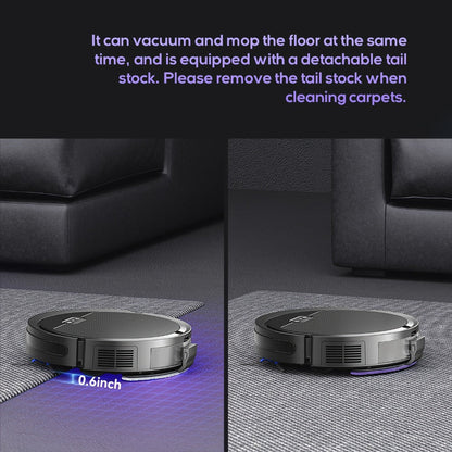 Robot Vacuum Cleaner Mop Combo 5000Pa Max Suction 2-in-1 with App & Voice Control - Scheduled Cleaning, Auto Recharge, for Pet Hair, Low Pile Carpet & Hard Floors, 12.2 inch Slim Design, Multiple Colors