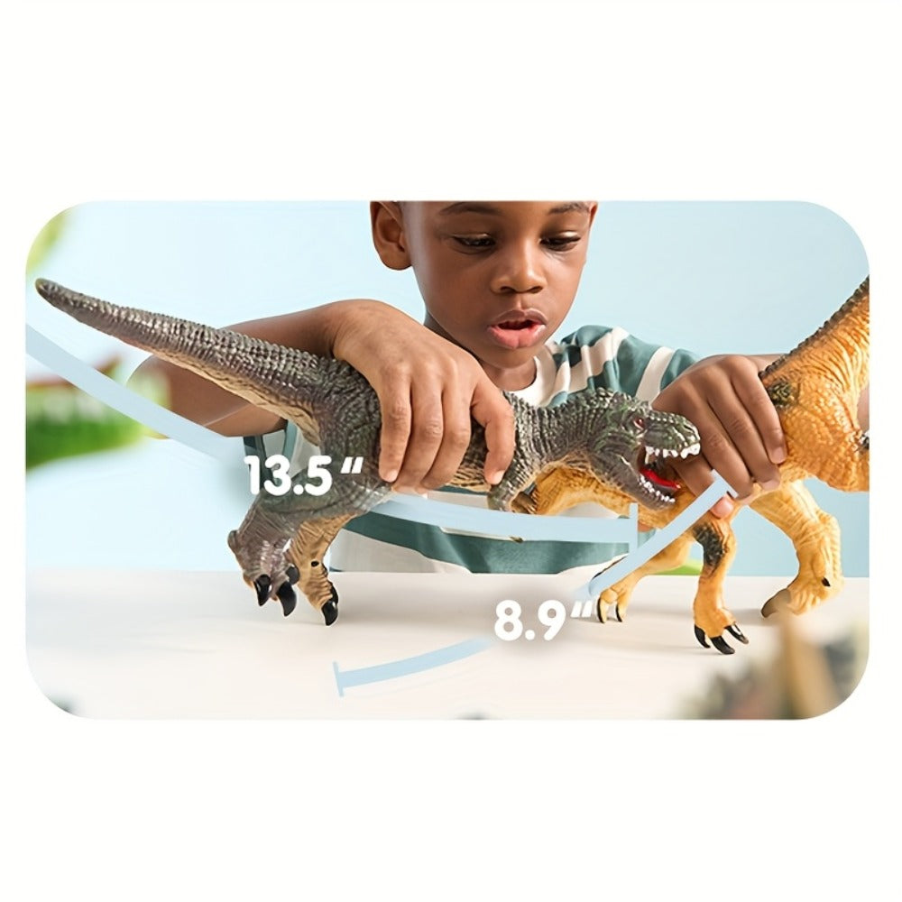 Toddler Dinosaur Figures with Educational Book – 6 Jumbo Soft Realistic Dinosaur Toys for Toddlers 1+ Years, Learning Playset for Kids, Perfect Gift for Boys & Girls, Christmas & Birthday Toys
