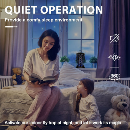 Indoor Bug Zapper Electric – Powerful Mosquito Killer & Fly Zapper with Bug Collector Tray, Easy Clean, Silent Operation, Plug-In Insect Trap for Bedroom, Kitchen, Office & Home Use