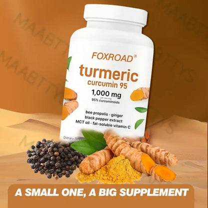 Curcumin 6-in-1 Capsules with 95% Active Curcumin, Vitamin C & Probiotics – 120 Capsules 120-Day Supply | Anti-Inflammatory, Immune & Gut Support | All-Natural Turmeric Formula for Women & Men