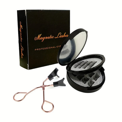 8-Pair Glue-Free Dual Magnetic False Eyelashes 3D Reusable Set — No Eyeliner Needed, Waterproof, Includes Applicator Clip, Natural Look for Daily Wear & Special Occasions