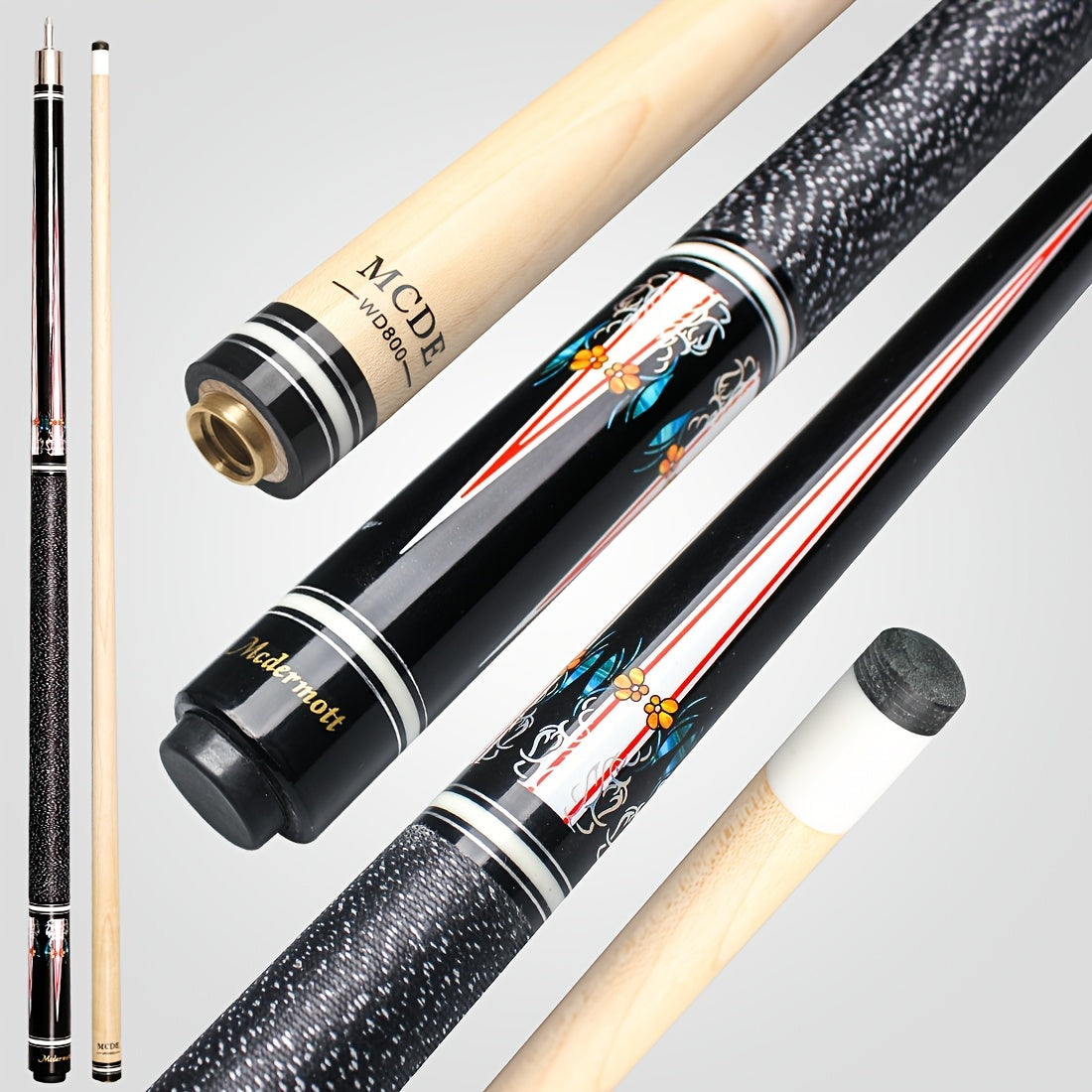 2-Piece Pool Cue 58 Inch – Grade A Canadian Maple, 12.5mm Low Deflection Shaft, Multi-Layer Leather Tip, Irish Linen Wrap – Professional Billiard Stick for Players
