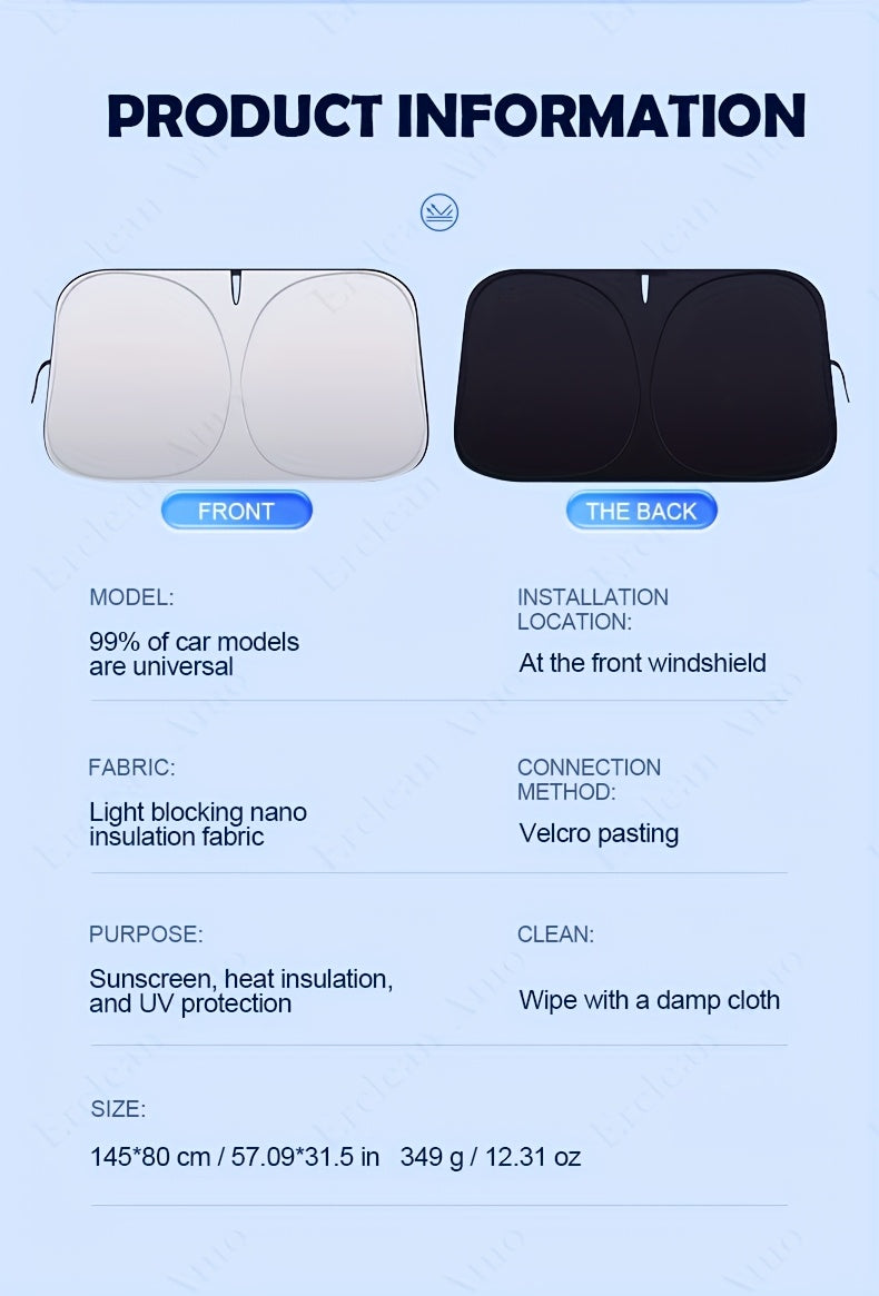 Car Shade Front Windshield | Windshield Dash Protector for Maximum UV Rays And Sun Heat Protection | Sun Visor Car Interior Accessory for Cooler Interior | Larg
