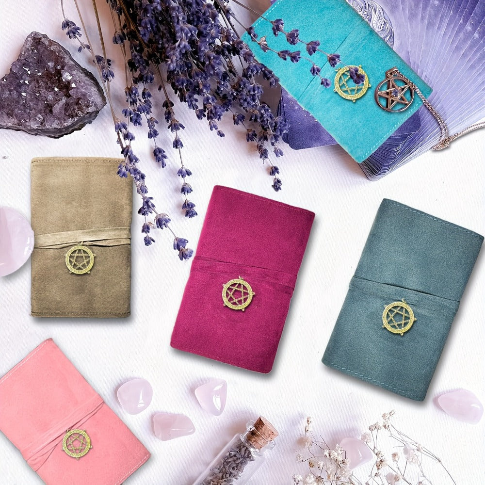 Tarot Card Bag Velvet Pouch with Retro Pendant – 5pcs Lightweight Tarot Storage Holder Set, Mystical Drawstring Bags for Tarot Cards, Crystals & Oracle Decks