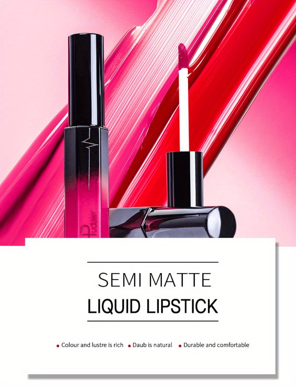 Matte Liquid Lipstick Velvet Finish 24H Waterproof Anti-Smudge – High Pigment Cup-Proof Long-Lasting Lip Glaze 20+ Bold Shades for All Skin Tones Women Pudaier