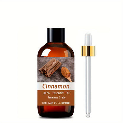 Pure Cinnamon Essential Oil for Massage Aromatherapy 100% Therapeutic Grade Warming Spicy Scent Scalp Hair Skin Care Diffuser Relaxation Meditation Gift for Women Men 100ml 3.38oz