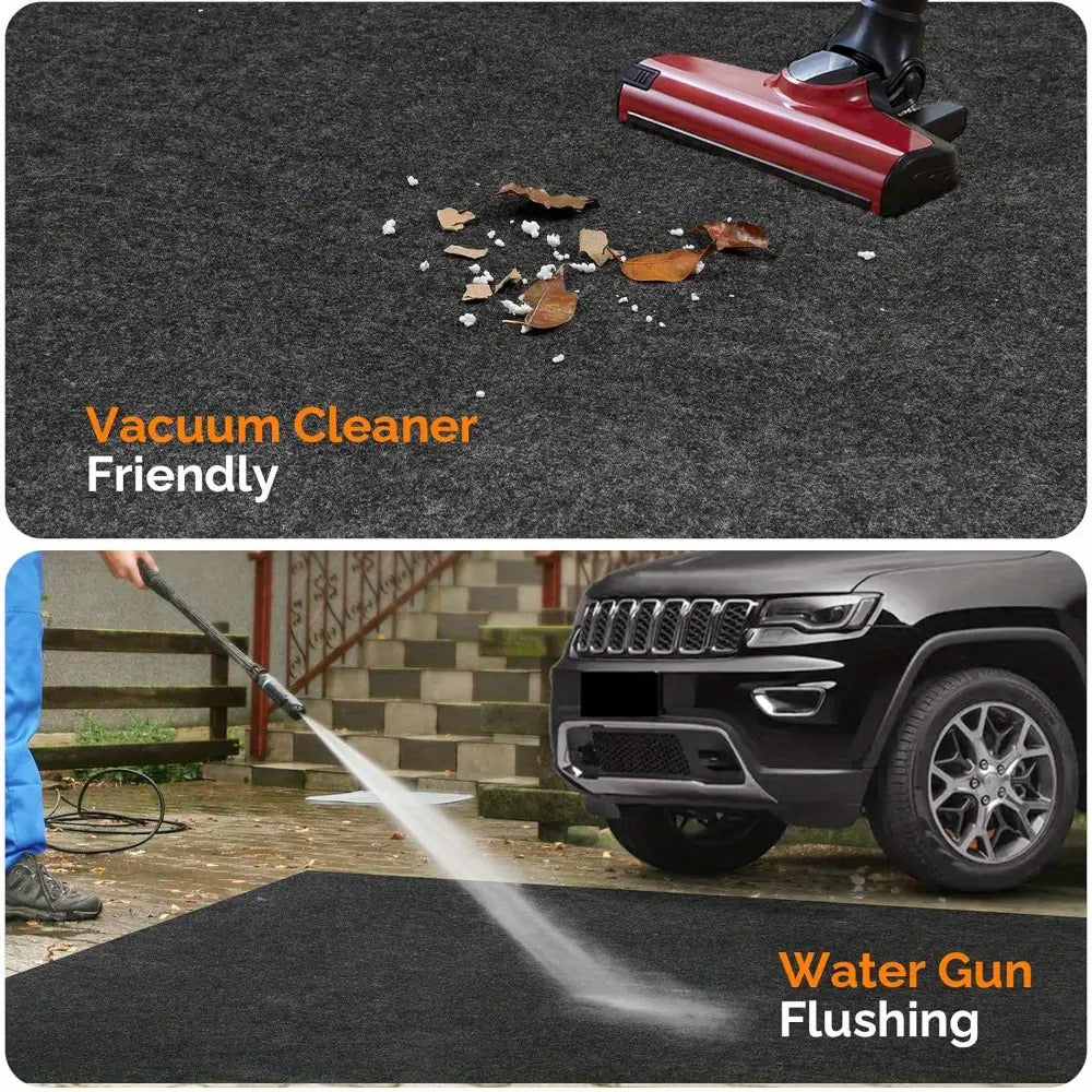 Oil-Absorbing Garage Floor Mat Set with Cleaning Brush, Durable PE Material | Can Be Cut to Size | Multi-Use Protective Mat for Suvs, Pickup Trucks, Motorcycles, Golf Carts & Repair Shops, about 2.55 Mm Thick