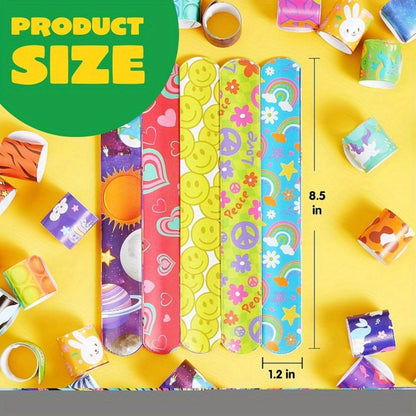 288 Pcs Slap Bracelets Party Favors Bulk Set – 36 Colorful Designs for Kids, Classroom Prizes, Goodie Bags, Easter Halloween Valentine Birthday Party Supplies