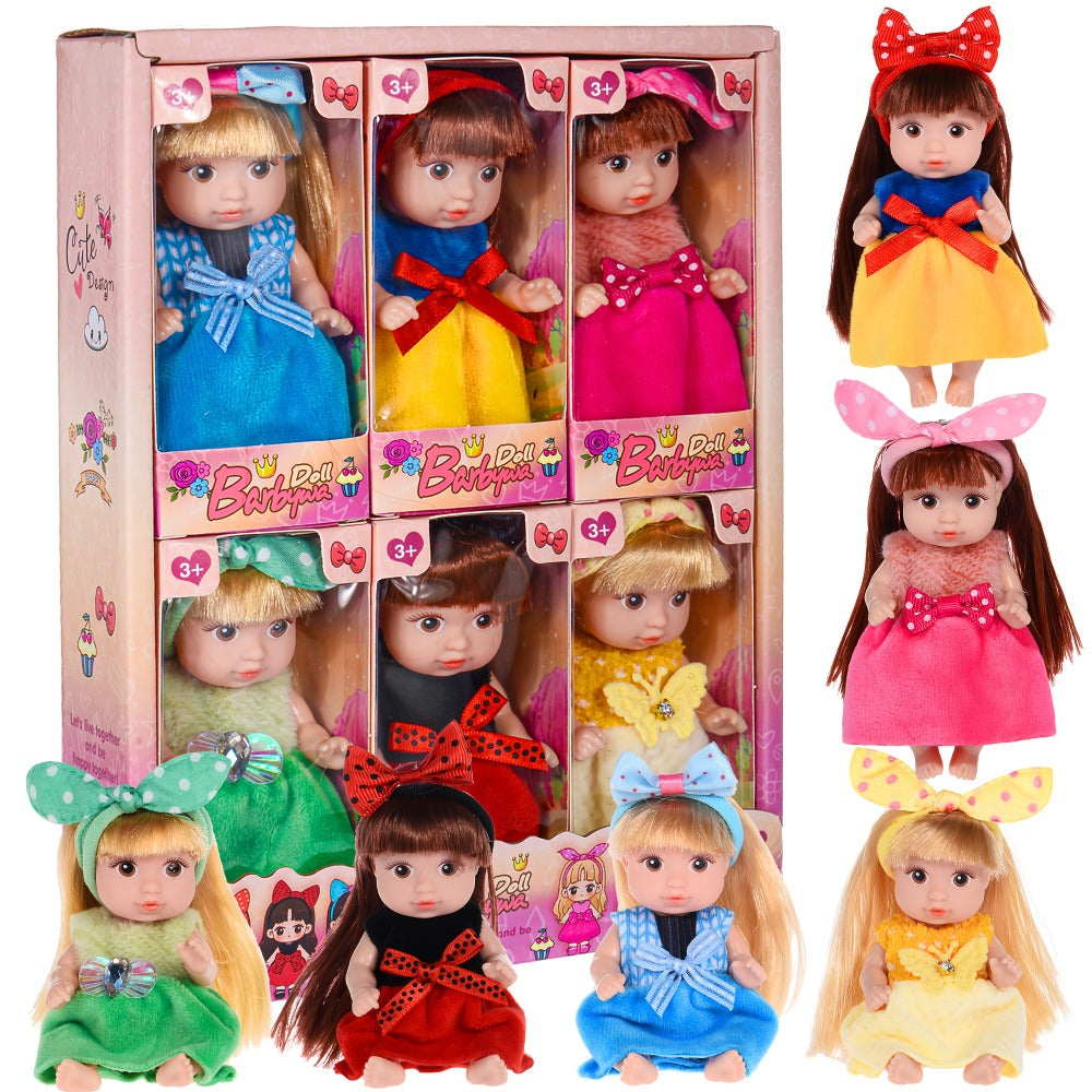 Mini Fashion Dolls 6 Pack 4 Inch Collectible Doll Set with Stylable Hair Rotatable Limbs & Cute Outfits – 6 Unique Dolls in Gift-Ready Box, Toy for Girls Ages 3+ Birthday Christmas Party Favor