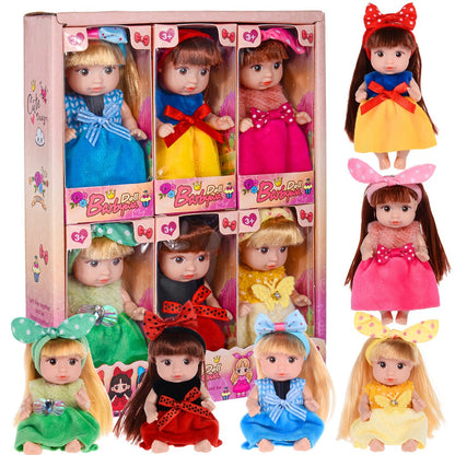 Mini Fashion Dolls 6 Pack 4 Inch Collectible Doll Set with Stylable Hair Rotatable Limbs & Cute Outfits – 6 Unique Dolls in Gift-Ready Box, Toy for Girls Ages 3+ Birthday Christmas Party Favor
