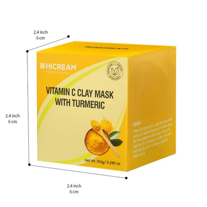 Turmeric Face Mask with Vitamin C Kaolin Clay Deep Cleansing Brightening Facial Mask Aloe Vera Moisturizing Pore Cleanse for All Skin Types Women Korean Skincare