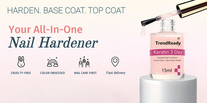 Nail Strengthener 2 Pack 4-in-1 Natural Protein Hardener — Extra Strong Fast Drying Nail Growth Treatment Base Coat for Weak Brittle Splitting Nails, Women Men All Nail Types