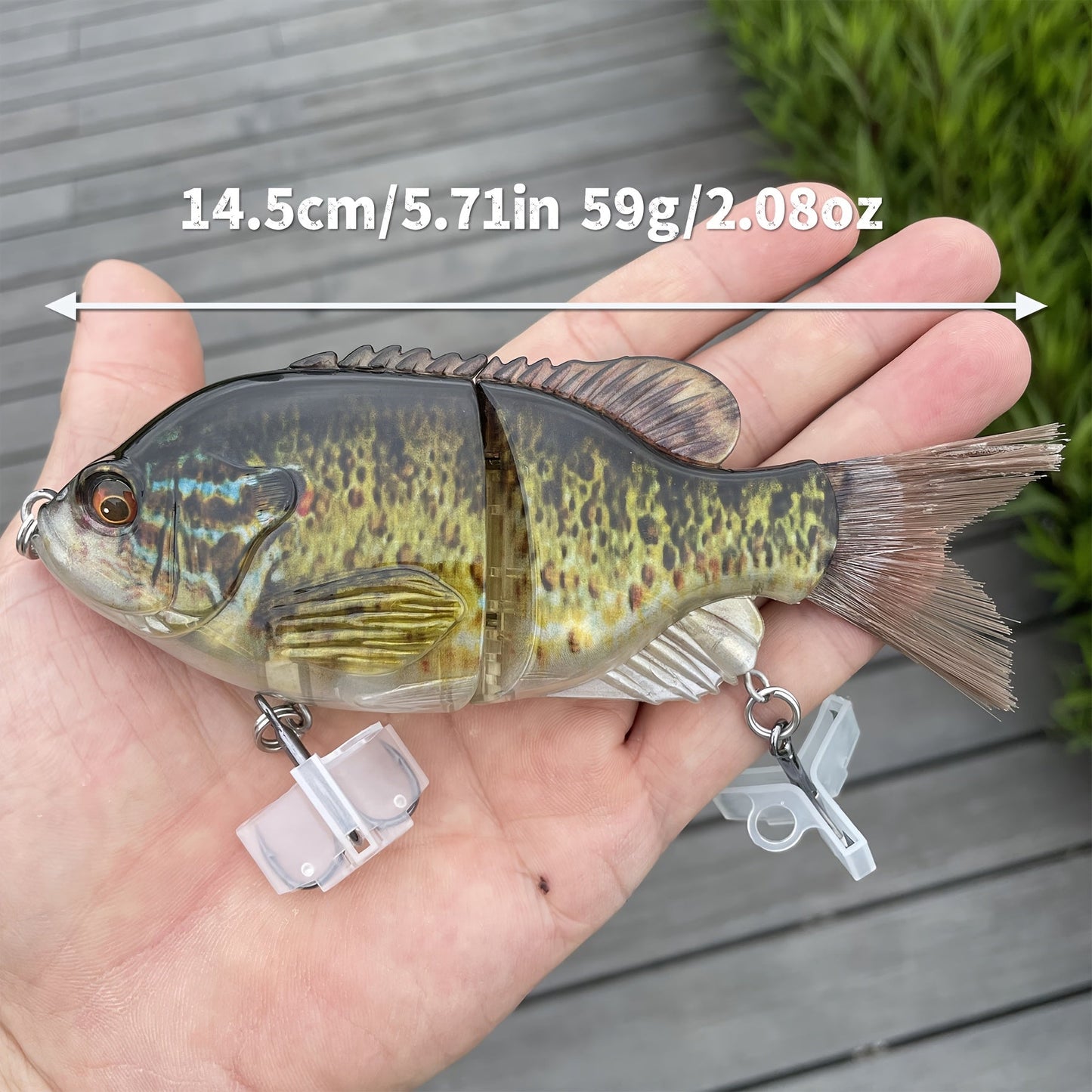 Realistic Hard Fishing Lure 14.5cm Transparent Green Blue Body Large Eyes Sharp Hooks Natural Pattern for Bass Pike Trout Beginners Professional Anglers