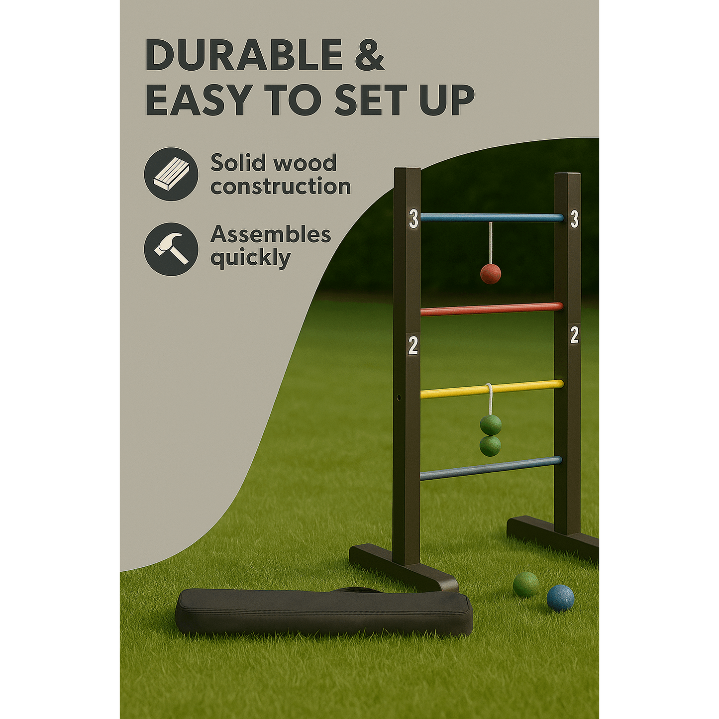 Outdoor Lawn Toss Game Set – Washer Toss & Ladder Toss for Backyard Party, Portable Yard Games for Adults Kids Family, Includes Carrying Case, Fun for Tailgate Camping Beach BBQ Gatherings