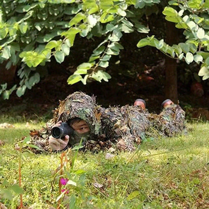 Ghillie Suit 3D Camo Hunting Set – Lightweight Breathable Hooded Camouflage Jacket & Pants for Deer Hunting Sniper Airsoft & Wildlife Photography