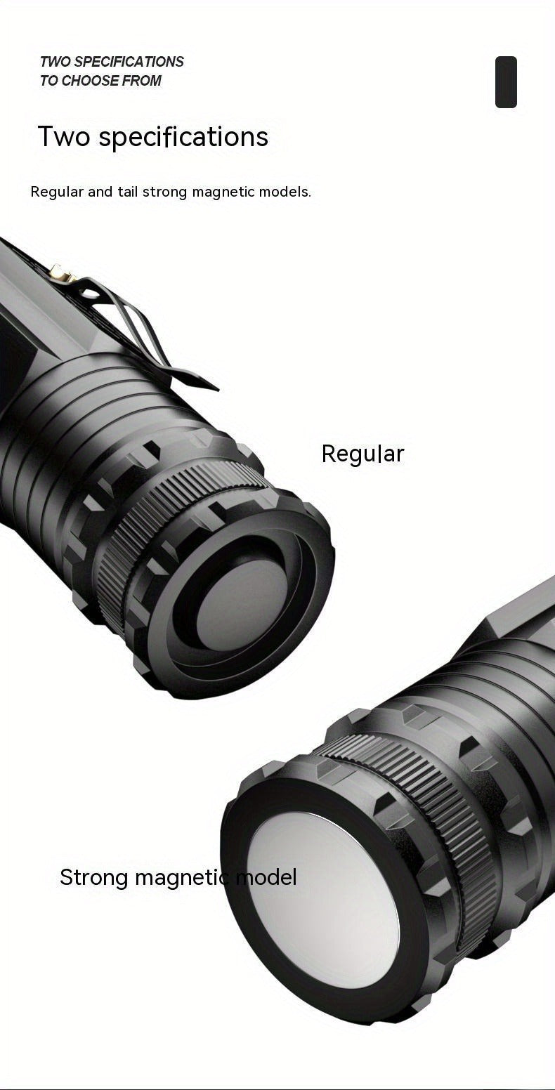 Magnetic LED Flashlight, 3000 Lumen Super Bright Rechargeable Torch with Strong Magnet Base, 300M Long Range Flood Beam for Outdoor, Camping, Household & Emergency Use
