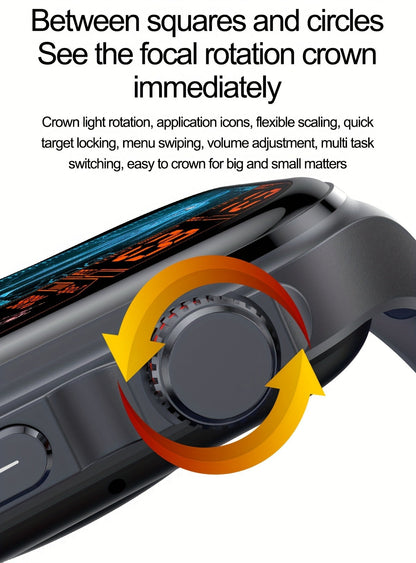 AMOLED Smartwatch 2.04" Display, Bluetooth 5.3 Calling, NFC, 530mAh Battery, Multi-Sport Modes, Voice Assistant, SOS, Menstrual & Weather Forecast, Magnetic Charging, Compatible with iOS & Android, Unisex Gift for Men & Women