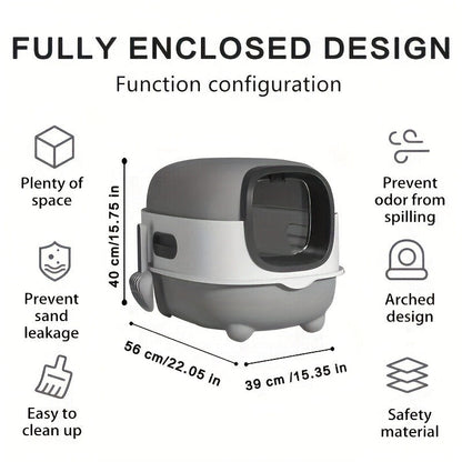 Enclosed Cat Litter Box with Odor Control - Foldable Top Entry Design, Splash-Proof Walls, Compact Size for Small Spaces, Suitable for Kittens and Adult Cats