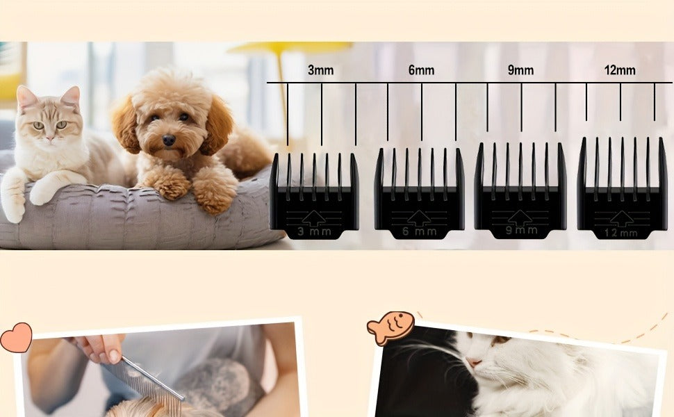 Pet Grooming Clippers Rechargeable with LED Display - Cordless Electric Dog Cat Hair Clipper, Detachable Blades 4 Guide Combs Low Noise, Professional Wireless Pet Trimmer with Accessories, Red