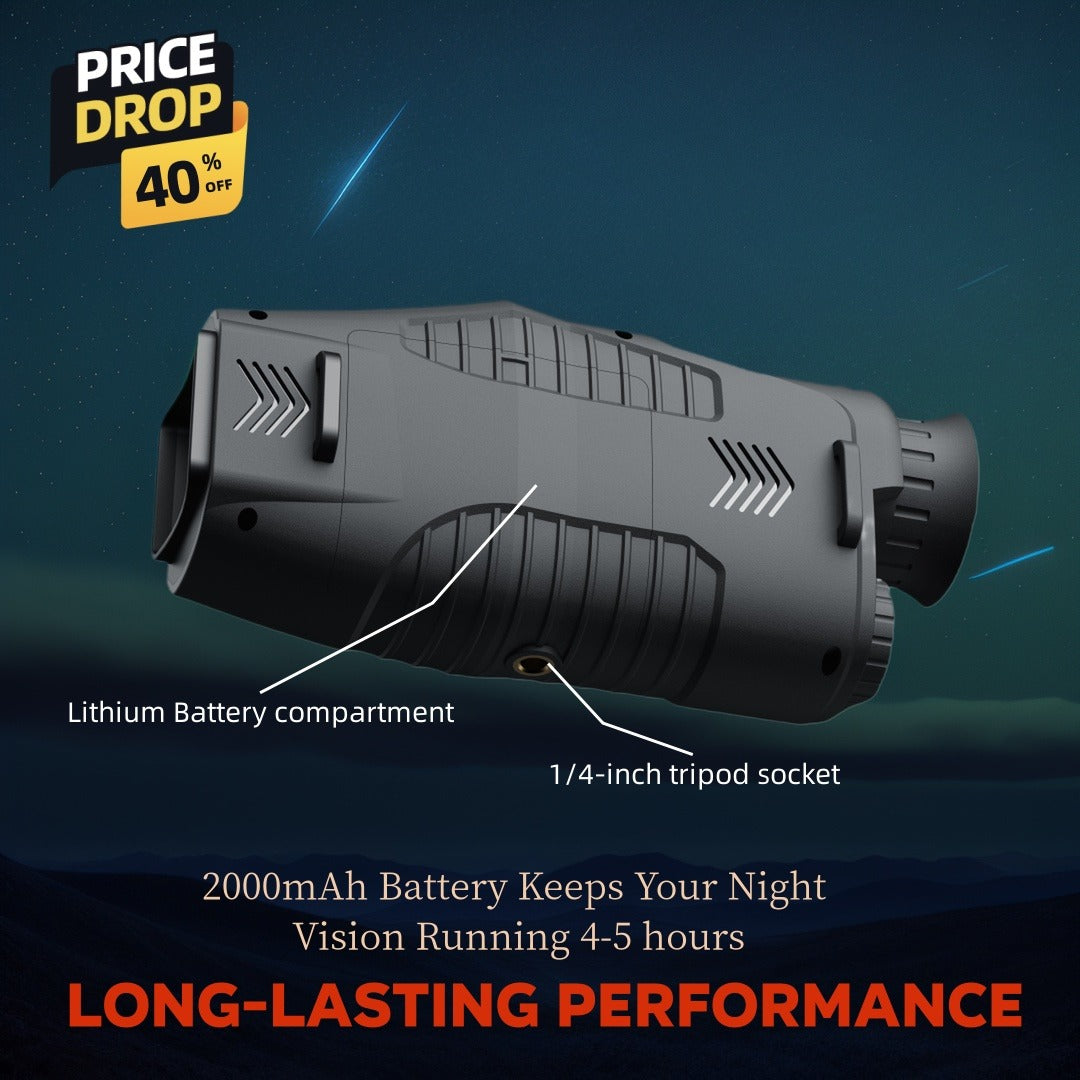 Night Vision Monocular with 850nm IR Illuminator, 5X Digital Zoom 2.5K FHD Camera 1.54" Display, Infrared Night Vision Scope for Hunting Camping Wildlife Surveillance, 2000mAh Battery 6Hr Runtime