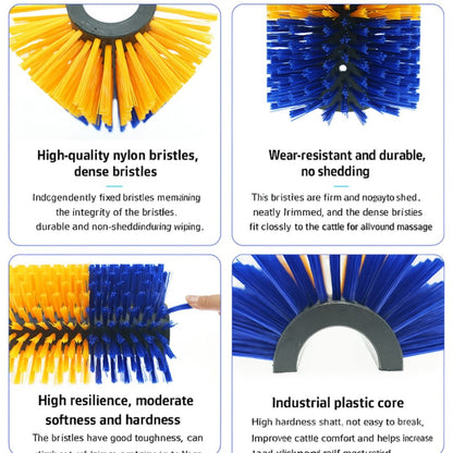 Livestock Grooming Brush Scratcher 8.7" – All-in-One Massage & Itch Relief Tool for Horse, Cow, Goat & Pig | Easy Install with 4 Screws, Battery-Free Stress Reduction, Red/Blue & Yellow/Blue
