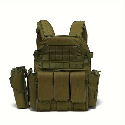 Tactical MOLLE Vest 6094 Adjustable Combat Chest Rig with Multi-Pocket System for Outdoor Hunting Training Airsoft CS Wargame Hiking Camping