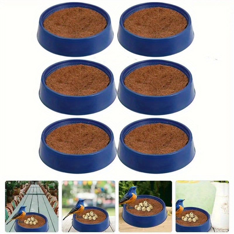 Pigeon Nesting Bowl 6-Pack with Coconut Fiber Mat – Durable Plastic Bird Breeding & Hatching Set for Racing Pigeons, Doves, Quails & Small Birds, Breeding Season Essential Gift for Bird Breeders