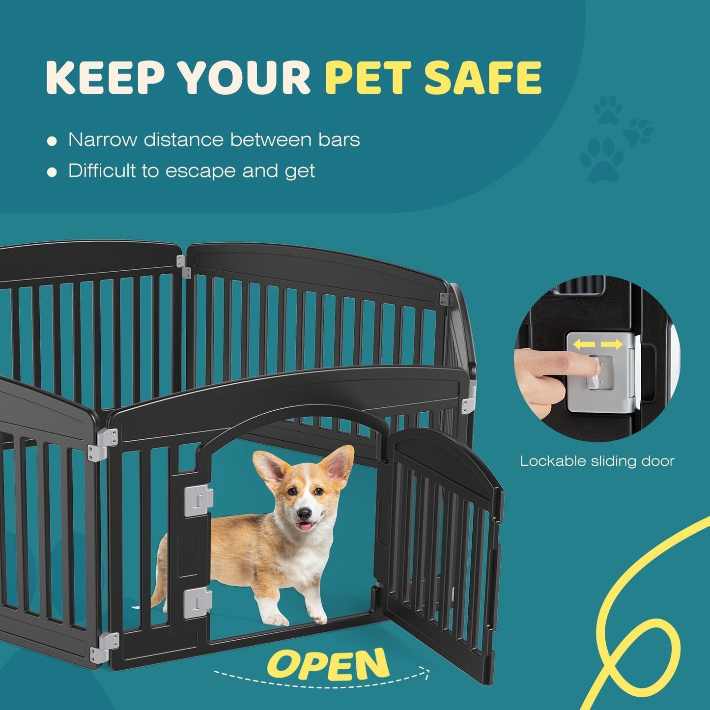 Foldable Dog Playpen & Indoor Outdoor Pet Fence – Portable, Easy to Clean, 4-Panel & 6-Panel, White & Black